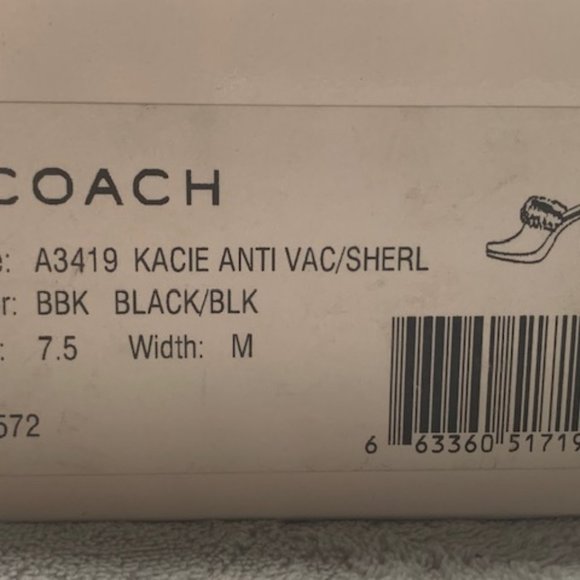 Coach Black Genuine Leather & Shearling Mule/Shoe - Picture 5 of 5